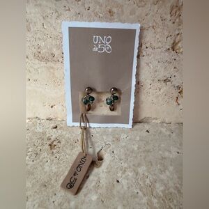 UNO de 50 Silver & Teal Statement Earrings | Artisan Boho Jewelry